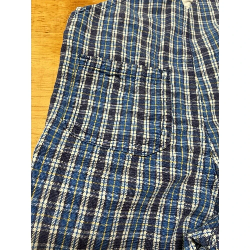 VTG Baby Bgosh Vestbak Plaid  3/6 Mo USA Blue OshKosh Overalls